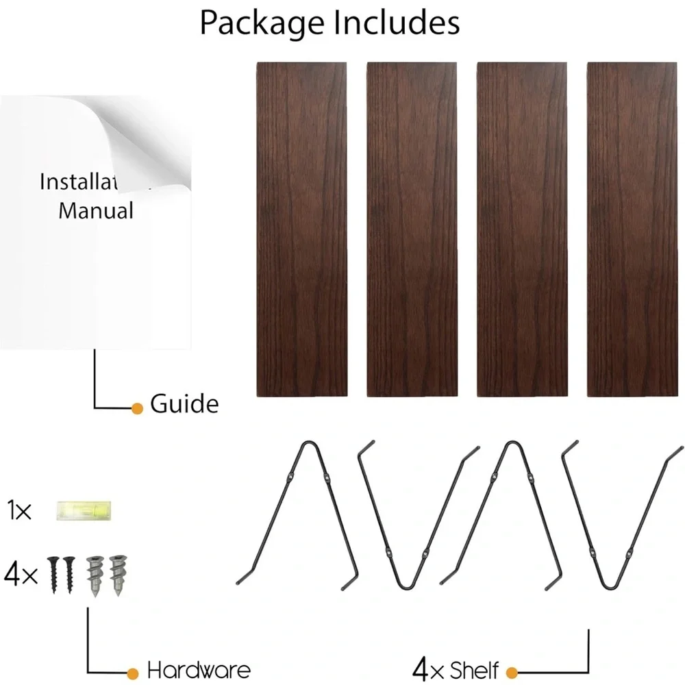 Set of 4 Wooden Wall Shelves